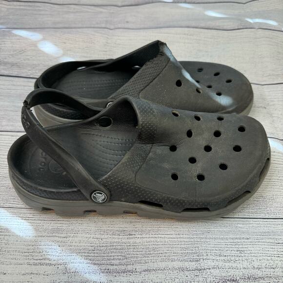 Crocs Duet Sport Black Slide On Clogs Men Size 9 Women Size 11 - Picture 6 of 9